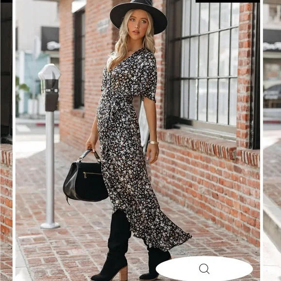 Vici | Dresses | Calla Lily Pocketed Satin High Low Wrap Maxi Dress |  Poshmark